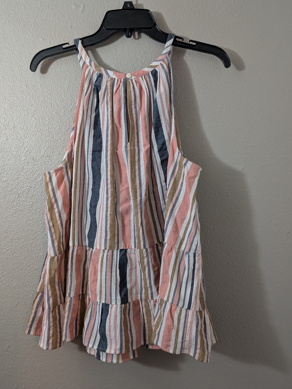 LOFT Striped Ruffle Tank Top - Picture 3 of 3